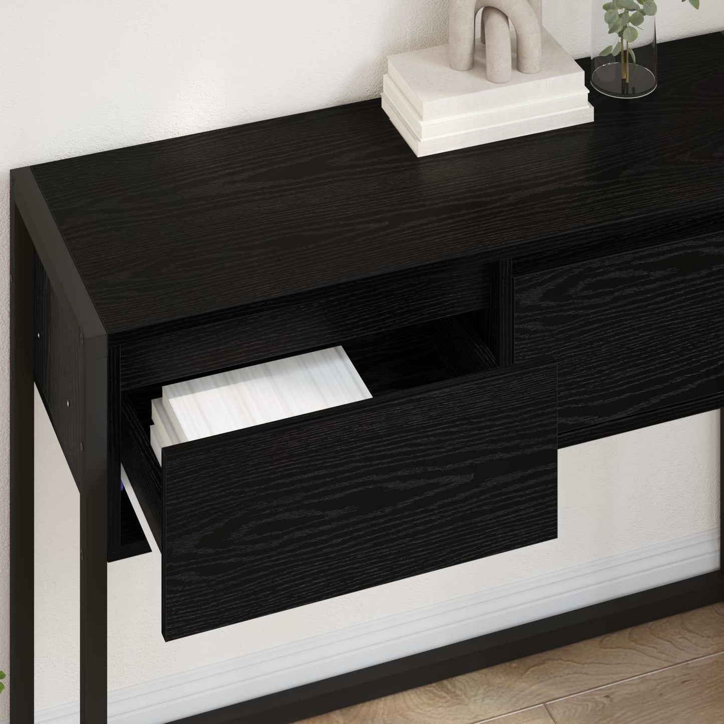vidaXL End Table Μαύρη Οξυά 100 x 36 x 75 εκ. Επεξεργασμένο Ξύλο