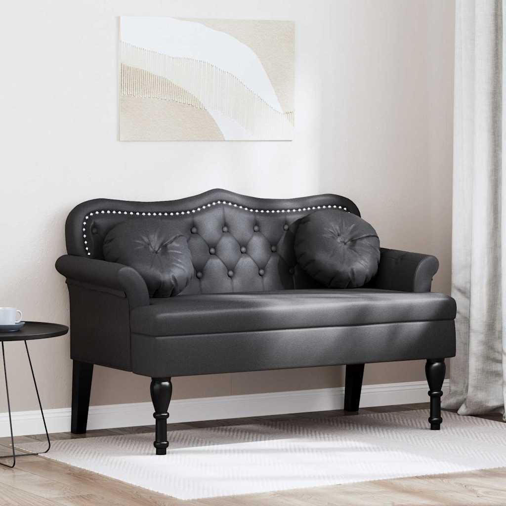 vidaXL Καναπές Chesterfield Μαύρο 120,5 x 65 x 75 εκ. Τεχνητό Δέρμα