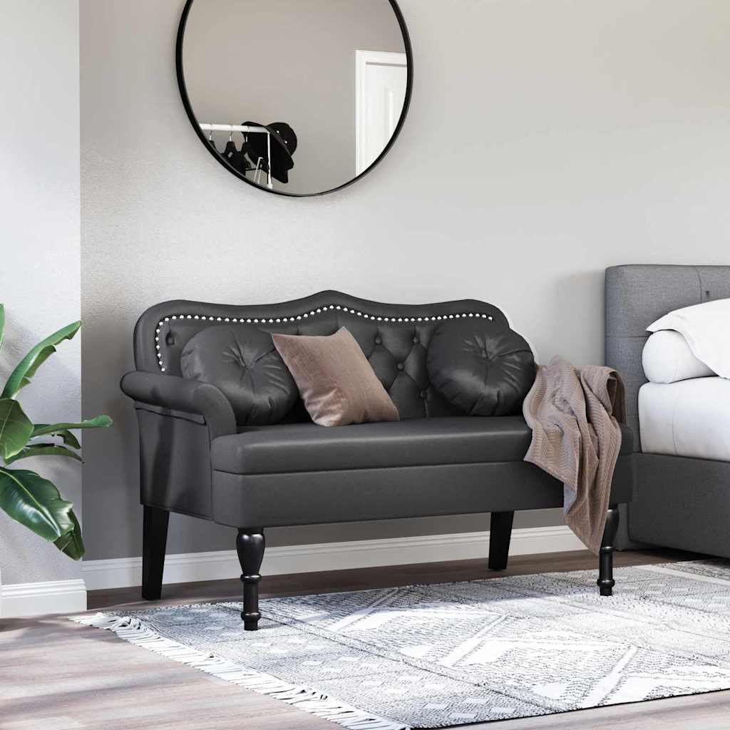 vidaXL Καναπές Chesterfield Μαύρο 120,5 x 65 x 75 εκ. Τεχνητό Δέρμα