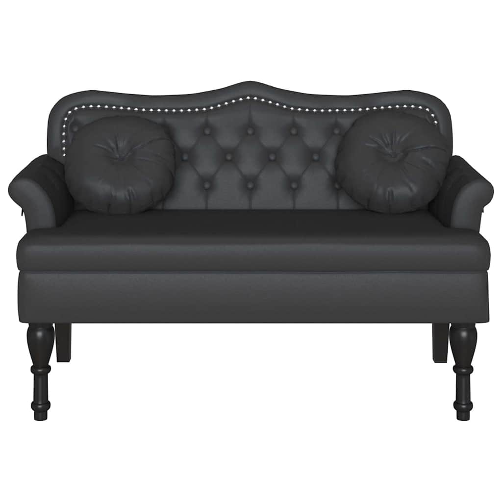 vidaXL Καναπές Chesterfield Μαύρο 120,5 x 65 x 75 εκ. Τεχνητό Δέρμα