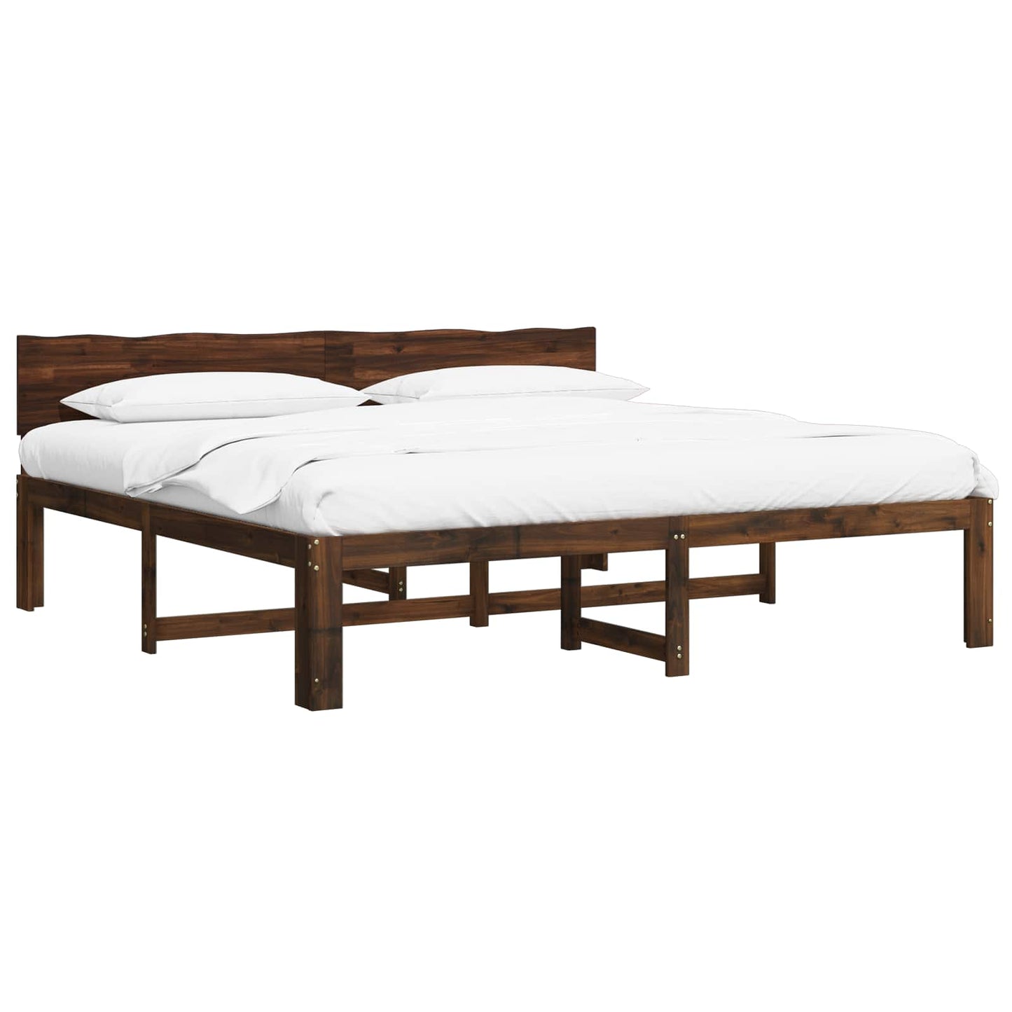 vidaXL Διπλό Κρεβάτι με Κεφαλάρι ROSTOCK Σκούρο Καφέ 200 x 200 cm