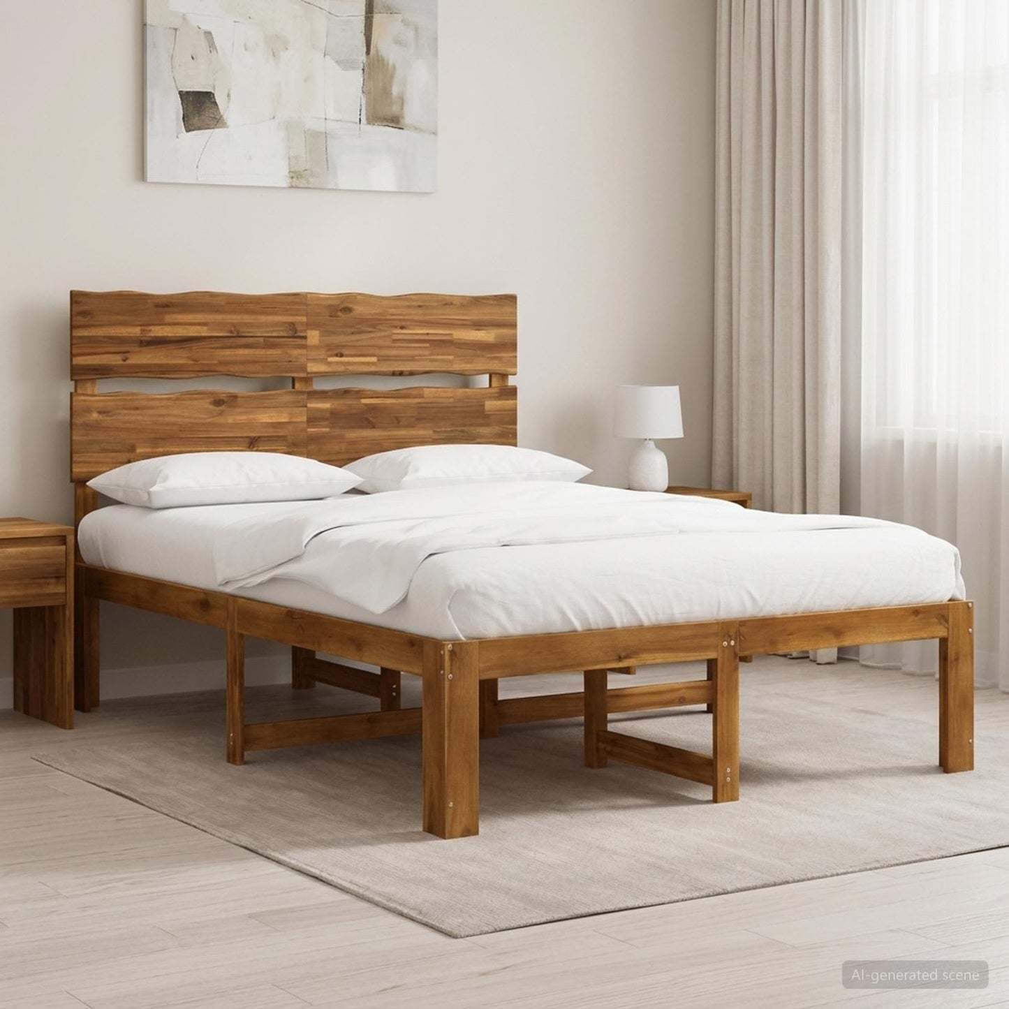 vidaXL Διπλό Κρεβάτι με Κεφαλάρι ROSTOCK Φυσικό 140 x 200 cm