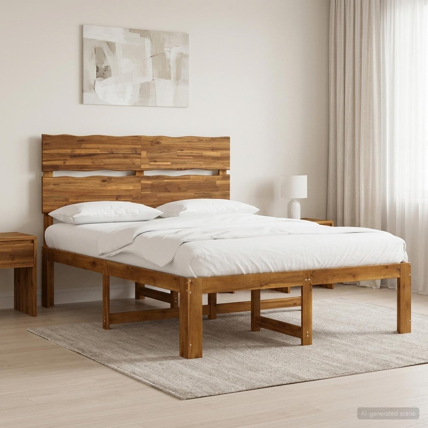 vidaXL Διπλό Κρεβάτι με Κεφαλάρι ROSTOCK Φυσικό 150 x 200 cm