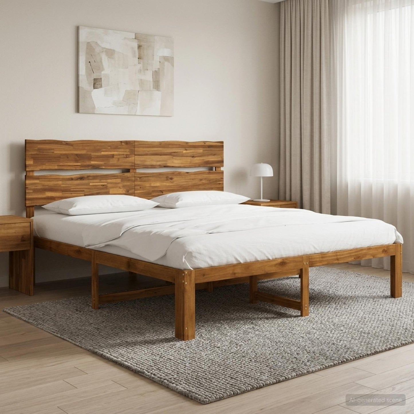 vidaXL Διπλό Κρεβάτι με Κεφαλάρι ROSTOCK Φυσικό 180 x 200 cm