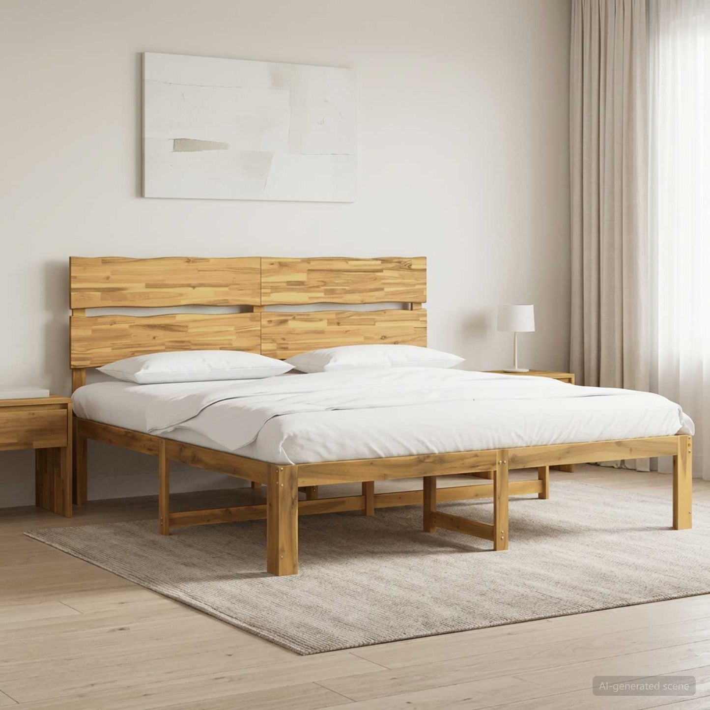 vidaXL Διπλό Κρεβάτι με Κεφαλάρι ROSTOCK Λευκό 200 x 200 cm
