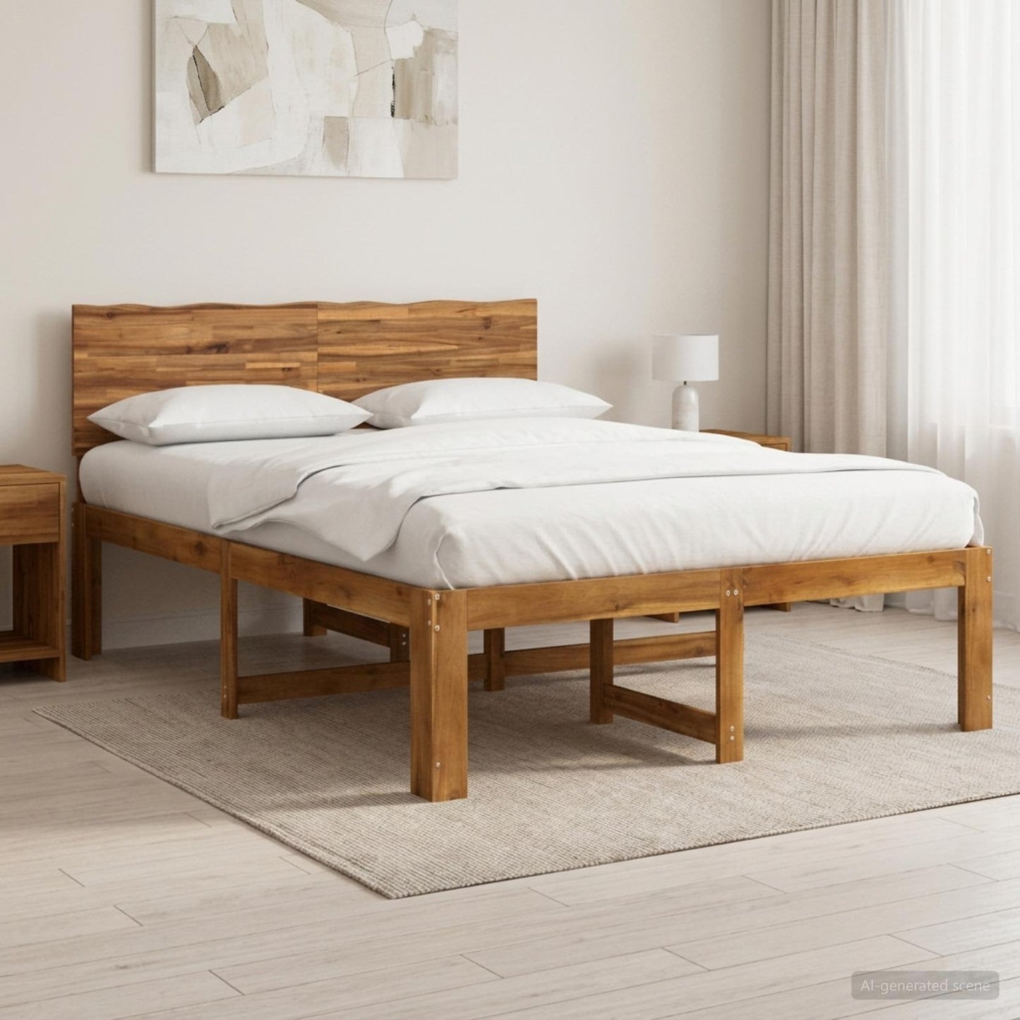 vidaXL Διπλό Κρεβάτι με Κεφαλάρι ROSTOCK Φυσικό 137 x 190 cm