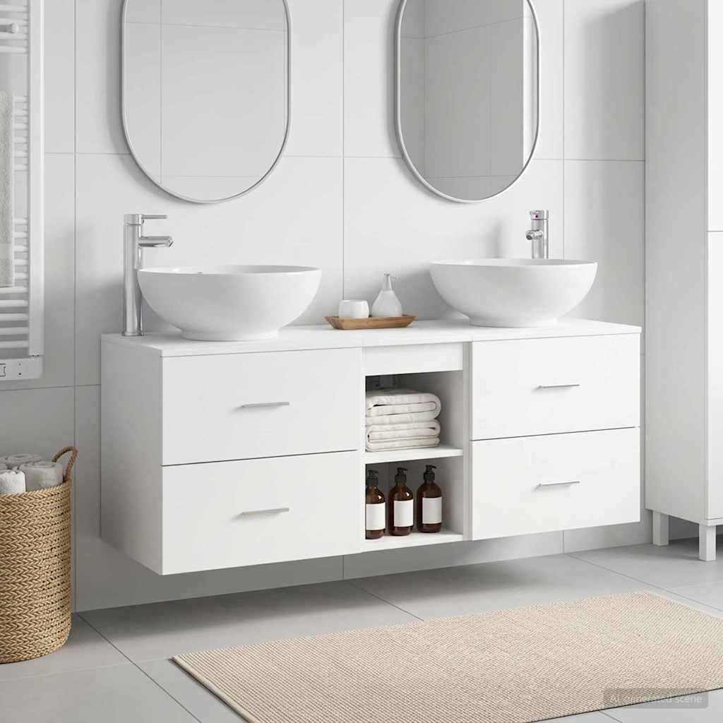 vidaXL Σετ Επίπλων Μπάνιου 3 τμχ. Λευκό 129 x 44,5 x 80 εκ.