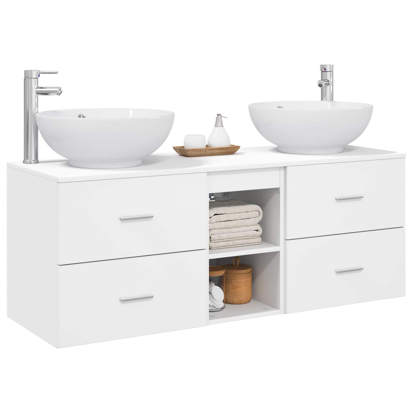 vidaXL Σετ Επίπλων Μπάνιου 3 τμχ. Λευκό 129 x 44,5 x 80 εκ.