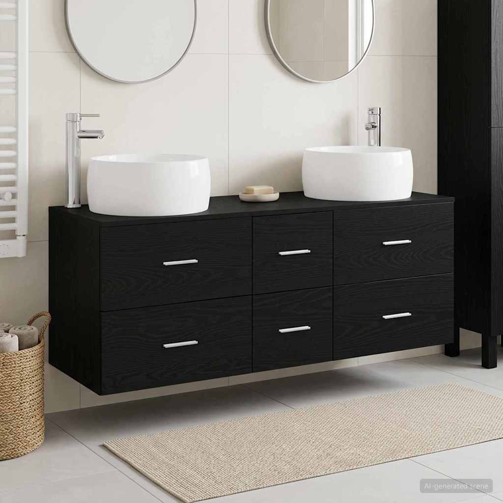 vidaXL Σετ Επίπλων Μπάνιου 3 τμχ. Μαύρο 49,5 x 44,5 x 66 εκ