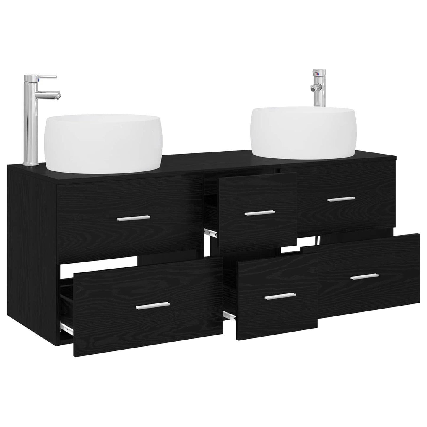 vidaXL Σετ Επίπλων Μπάνιου 3 τμχ. Μαύρο 49,5 x 44,5 x 66 εκ