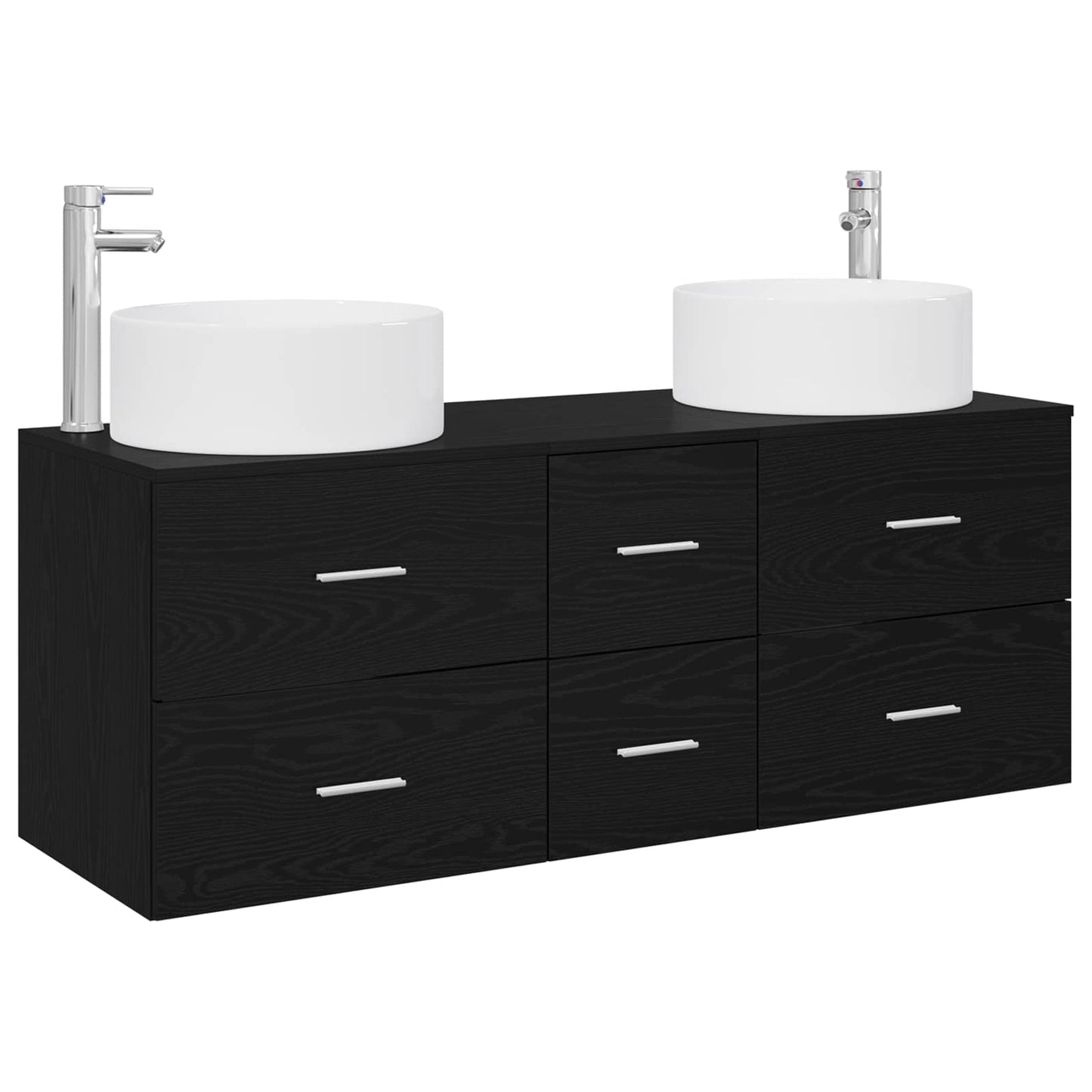 vidaXL Σετ Επίπλων Μπάνιου 3 τμχ. Μαύρο 49,5 x 44,5 x 65,5 εκ