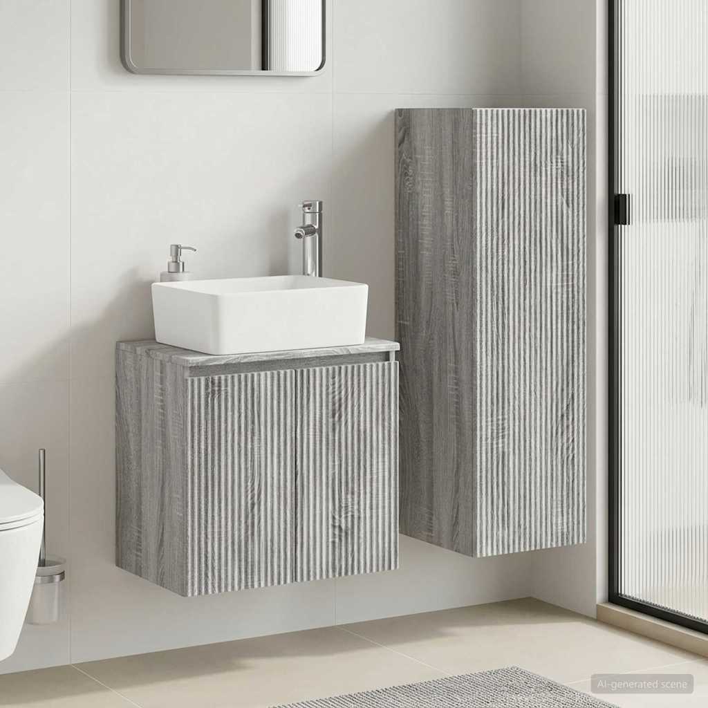 vidaXL Σετ Επίπλων Μπάνιου 2 τμχ. Γκρι Sonoma 33 x 34,5 x 100 εκ