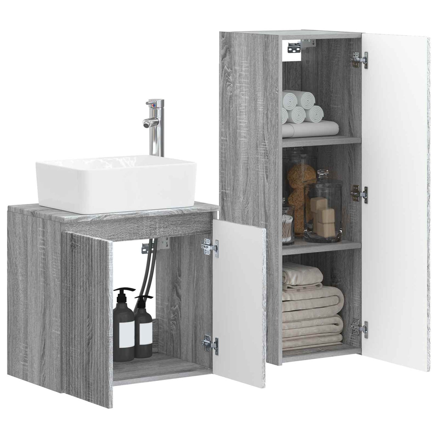 vidaXL Σετ Επίπλων Μπάνιου 2 τμχ. Γκρι Sonoma 33 x 34,5 x 100 εκ