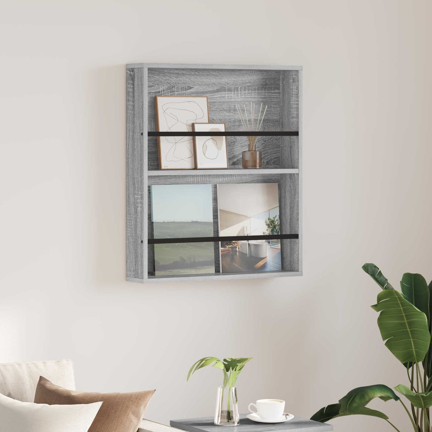vidaXL Ράφι Περιοδικών Γκρι Sonoma 60 x 12 x 70 εκ Επεξεργασμένο Ξύλο