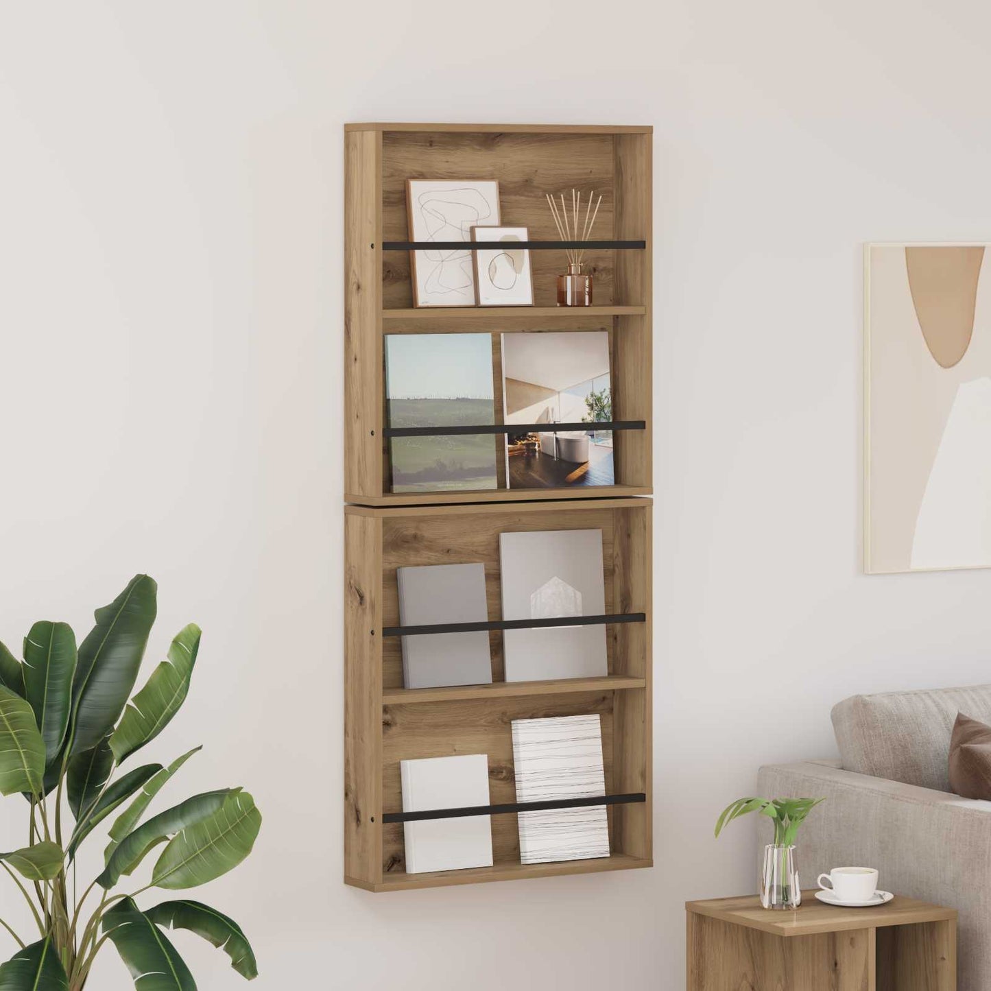 vidaXL Ράφι Περιοδικών με ράφι 2 pcs Artisan Oak 60 x 12 x 70 εκ