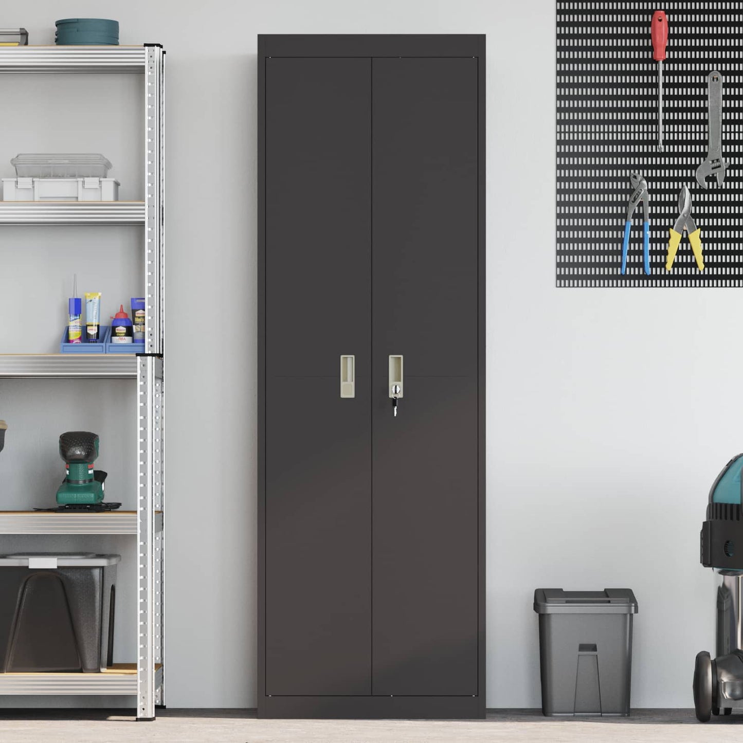 vidaXL Ντουλάπι αποθήκευσης Μαύρο 60 x 40 x 180 εκ Ατσάλι