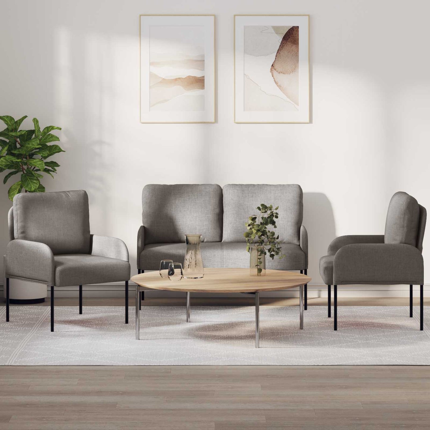 vidaXL Σετ Καναπέ 3 τμχ. Taupe 115 x 56 x 80 εκ Κόντρα πλακέ