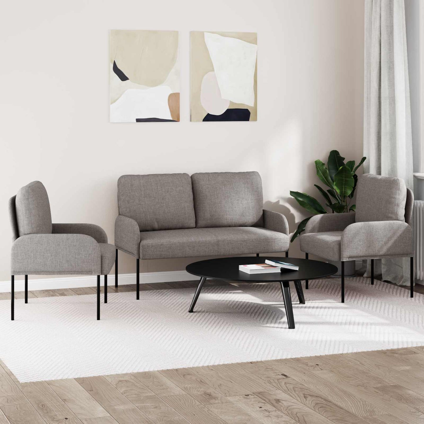 vidaXL Σετ Καναπέ 3 τμχ. Taupe 115 x 56 x 80 εκ Κόντρα πλακέ
