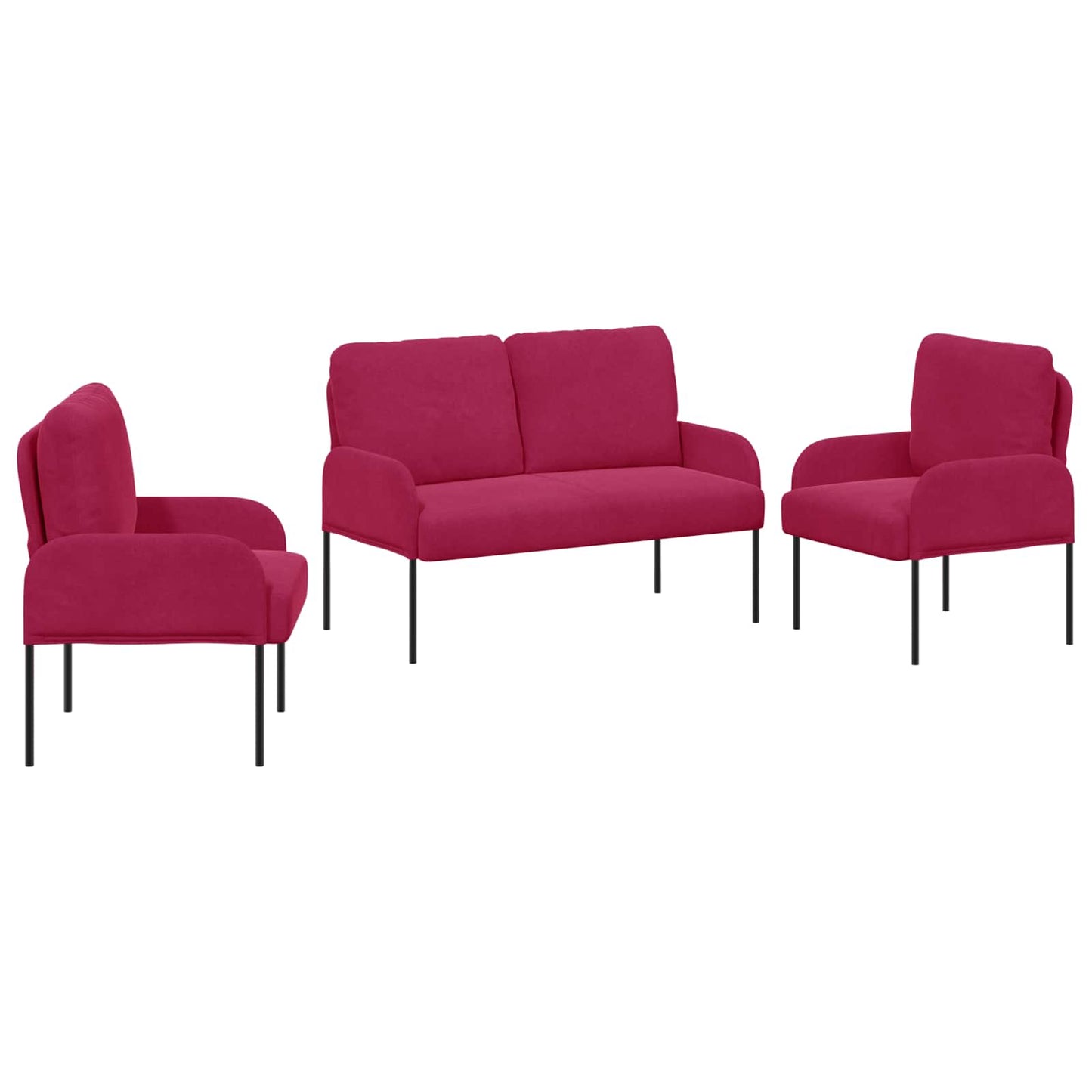 vidaXL Σετ Καναπέ 3 τμχ. Κόκκινο 115 x 56 x 80 εκ Βελούδο