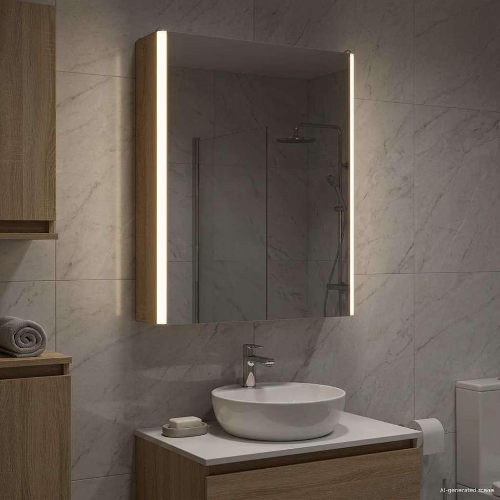 vidaXL Καθρέφτης Ντουλάπα Μπάνιου Δρύς Sonoma 43 x 11,5 x 60,5 εκ.