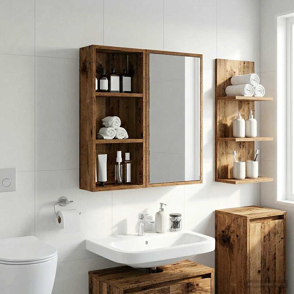 vidaXL Ντουλάπα τοίχου μπάνιου Παλιό ξύλο 30 x 14 x 70 εκ