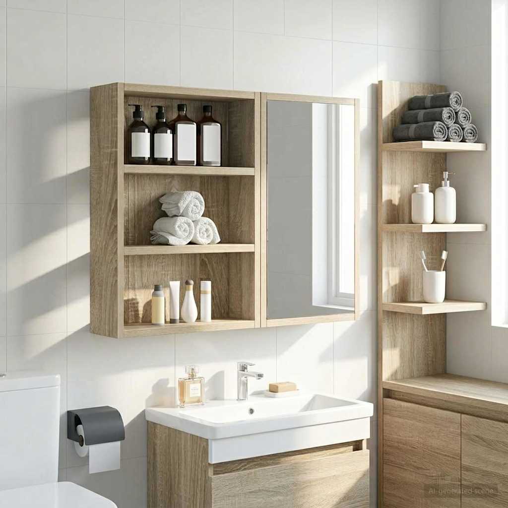 vidaXL Ντουλάπα τοίχου μπάνιου Δρύς Sonoma 40 x 10 x 50 εκ