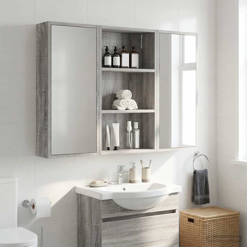 vidaXL Ντουλάπα τοίχου μπάνιου Γκρι Σονομά 40 x 14 x 70 εκ