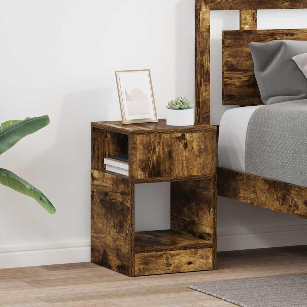 vidaXL End Table 2 τεμ. Καπνισμένο Ξύλο Δρυός 30,5 x 30 x 45 εκ