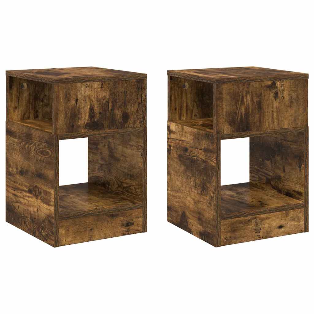 vidaXL End Table 2 τεμ. Καπνισμένο Ξύλο Δρυός 30,5 x 30 x 45 εκ