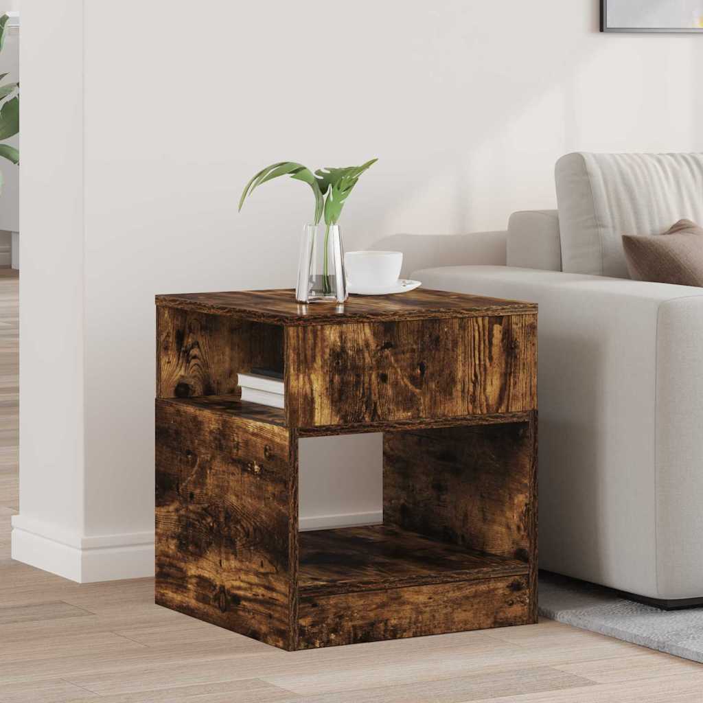 vidaXL End Table Καπνισμένο Ξύλο Δρυός 40,5 x 40 x 45 εκ