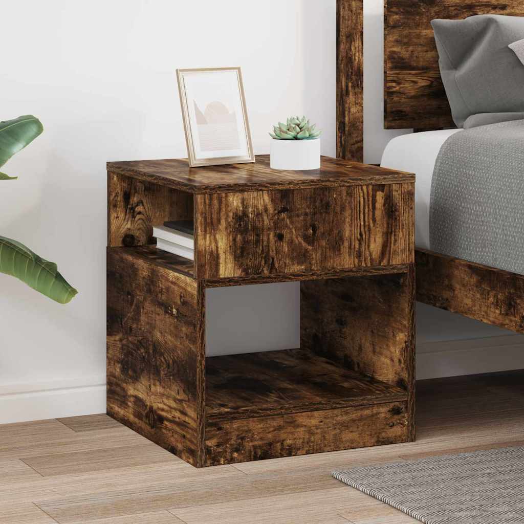 vidaXL End Table Καπνισμένο Ξύλο Δρυός 40,5 x 40 x 45 εκ