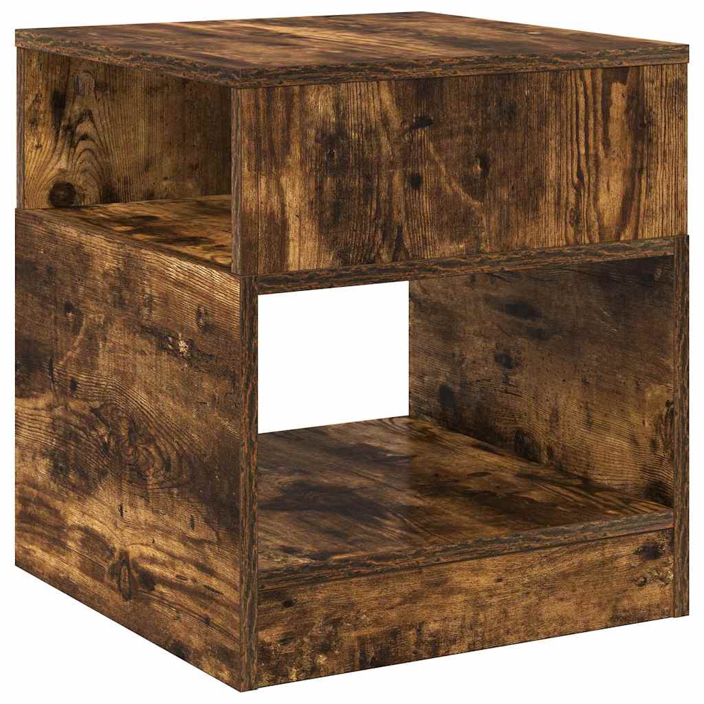 vidaXL End Table Καπνισμένο Ξύλο Δρυός 40,5 x 40 x 45 εκ