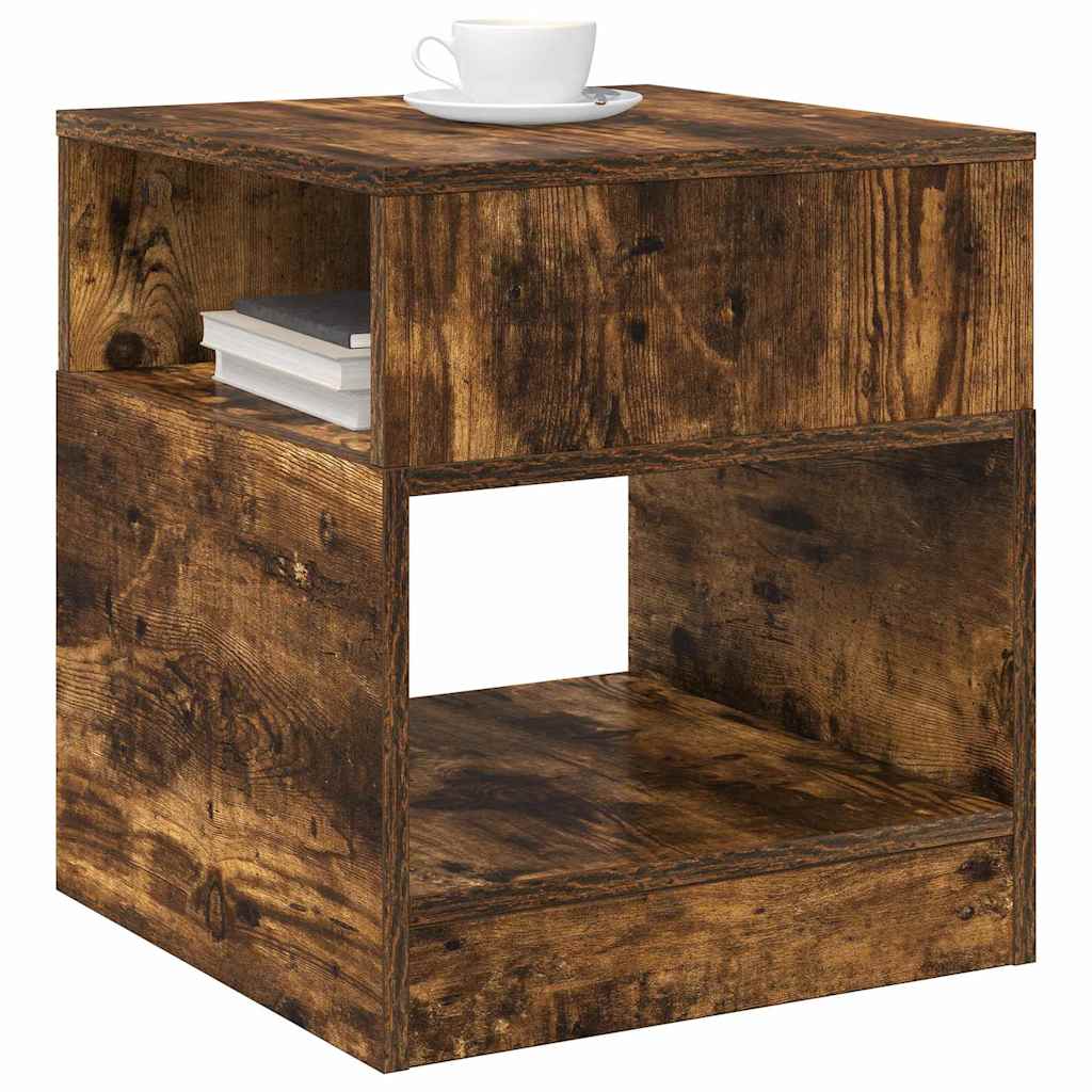 vidaXL End Table Καπνισμένο Ξύλο Δρυός 40,5 x 40 x 45 εκ