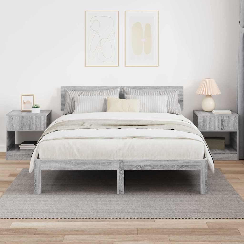 vidaXL End Table 2 τεμ. Γκρι Sonoma 40,5 x 40 x 45 εκ