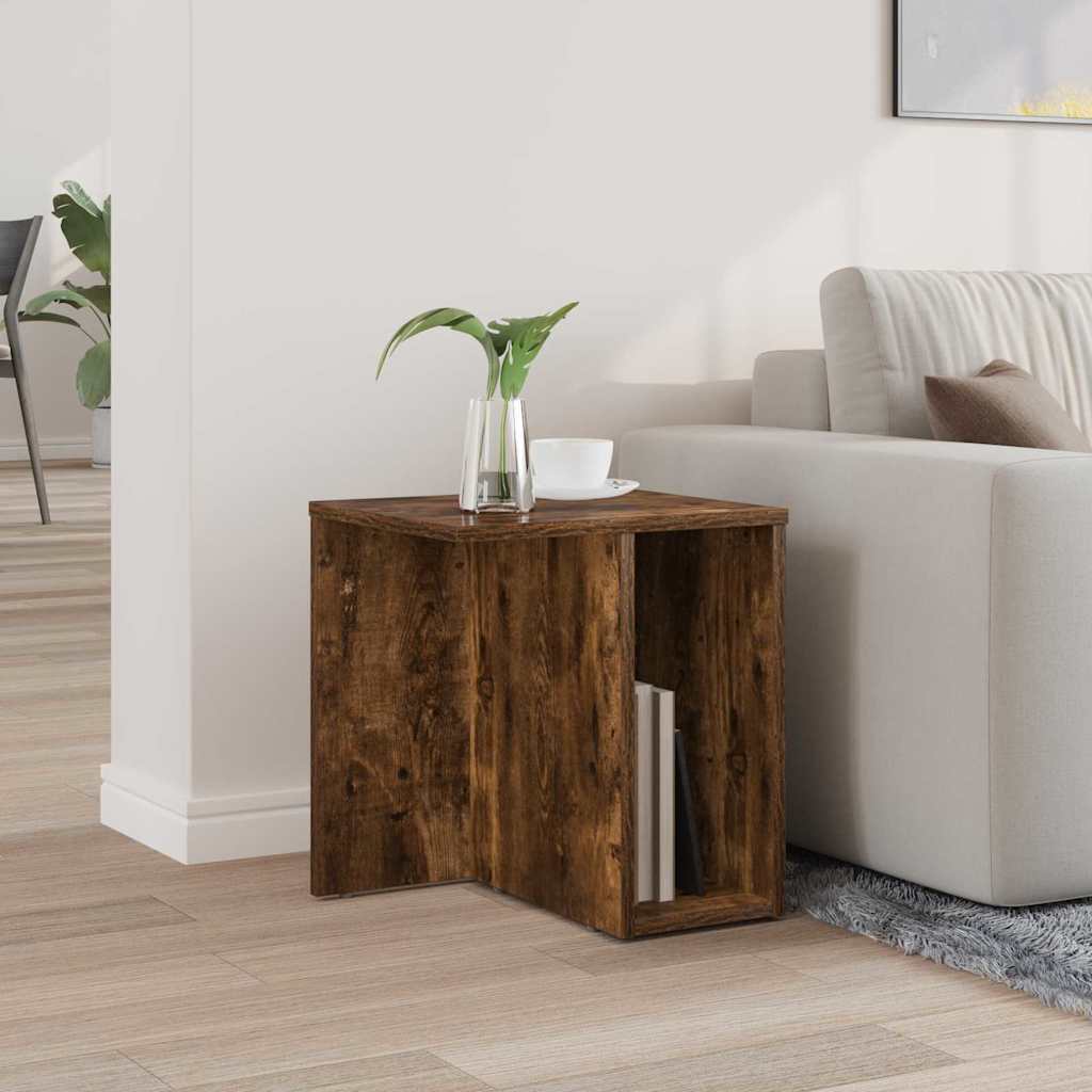 vidaXL End Table Καπνισμένο Ξύλο Δρυός 37 x 32 x 40 εκ