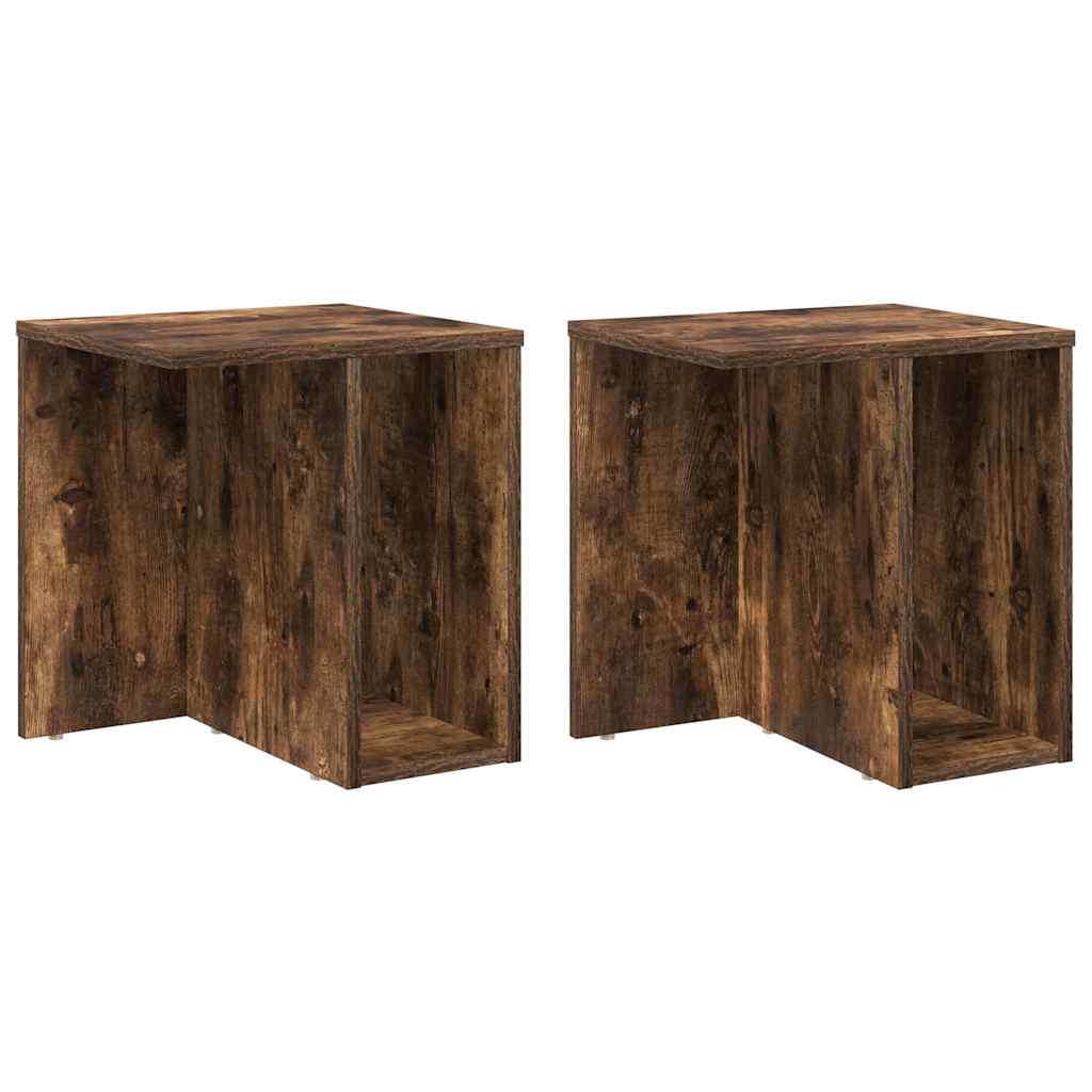 vidaXL End Table 2 τεμ. Καπνισμένο Ξύλο Δρυός 37 x 32 x 40 εκ