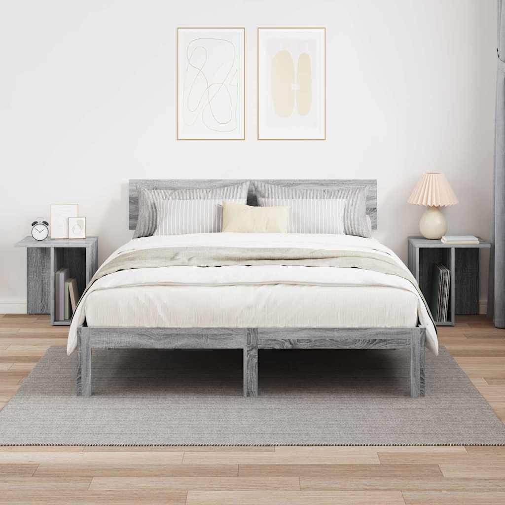 vidaXL End Table 2 τεμ. Γκρι Sonoma 37 x 32 x 40 εκ Επεξεργασμένο Ξύλο