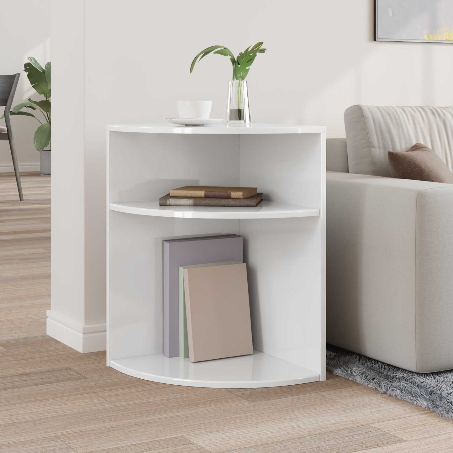 vidaXL End Table Υψηλής γυαλάδας λευκό 39,7 x 39,7 x 60 εκ