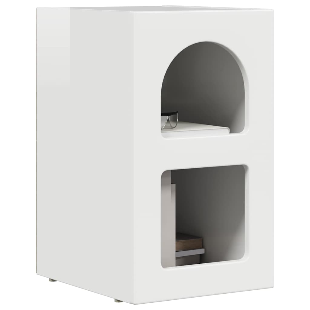 vidaXL Κομοδίνο ELST Υψηλής γυαλάδας λευκό 29,5 x 33,5 x 50 εκ