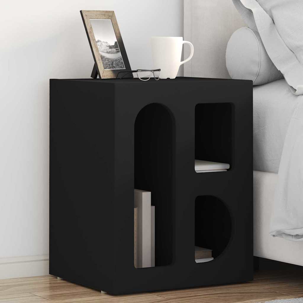 vidaXL Κομοδίνο ELST 2 τμχ. Μαύρο 40 x 35 x 50 εκ. Επεξεργασμένο Ξύλο