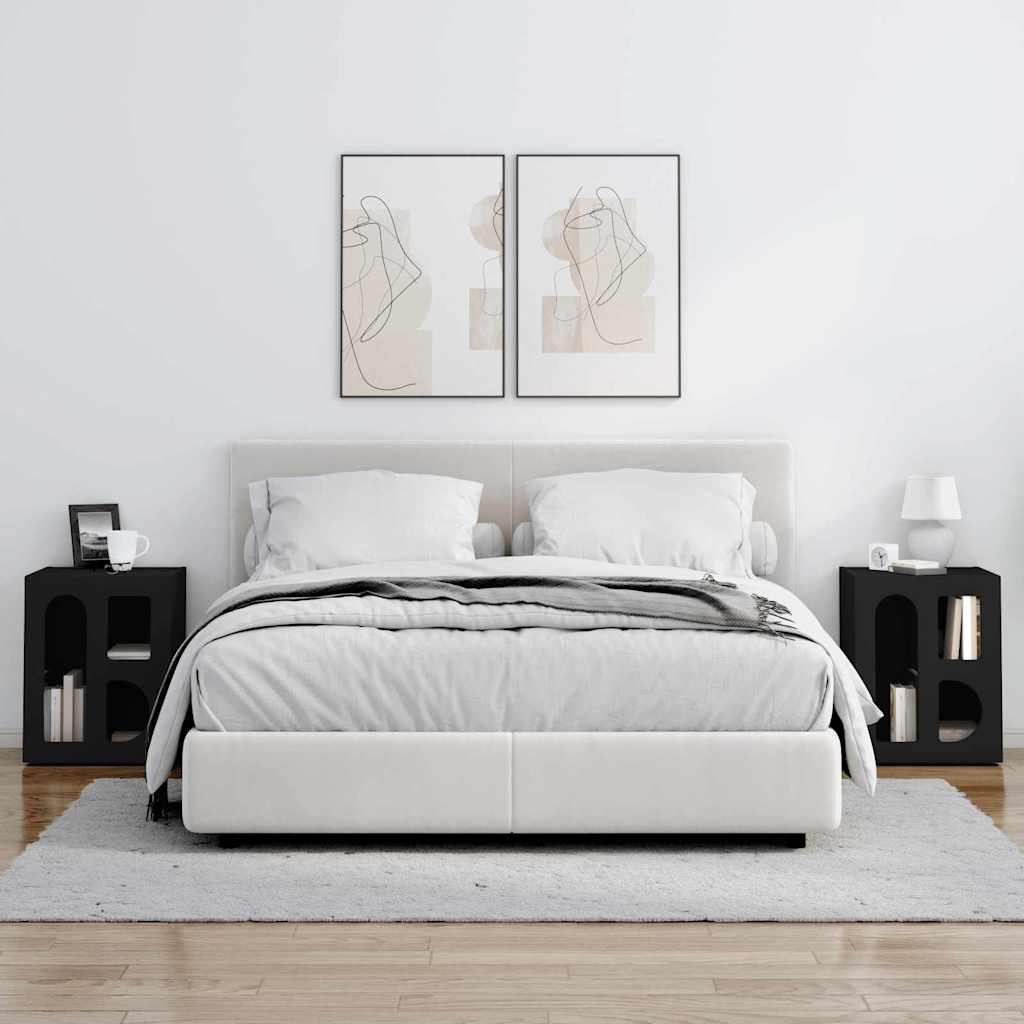 vidaXL Κομοδίνο ELST 2 τμχ. Μαύρο 40 x 35 x 50 εκ. Επεξεργασμένο Ξύλο