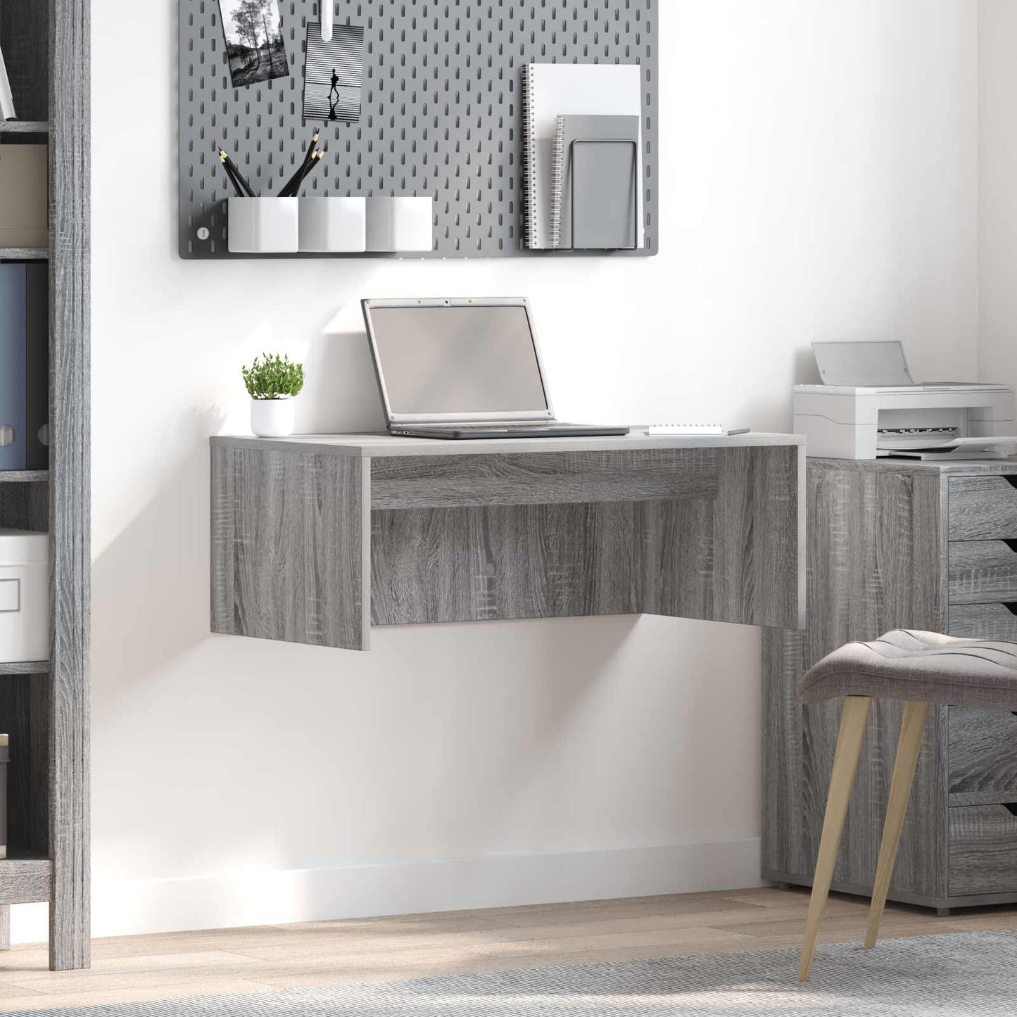 vidaXL Επιτοίχιο γραφείο Γκρι Sonoma 80 x 45 x 30 εκ