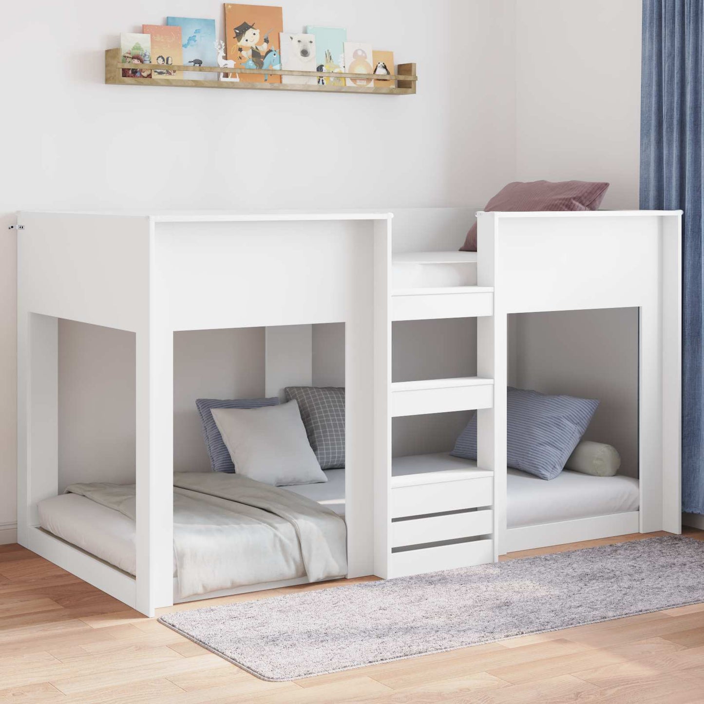 vidaXL Κρεβάτι δαπέδου Λευκό 80 x 200 cm Επεξεργασμένο Ξύλο