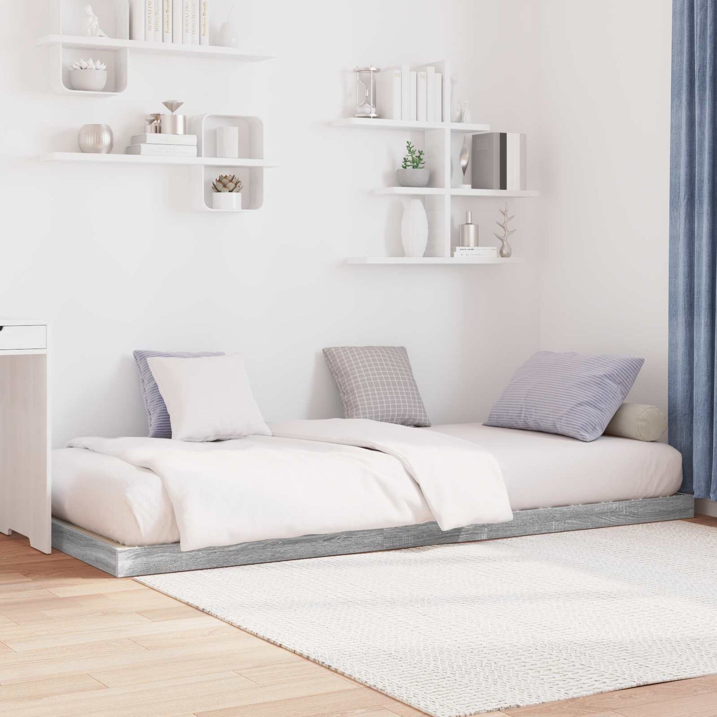 vidaXL Κρεβάτι δαπέδου Γκρίζο Σονομα 80 x 200 cm Επεξεργασμένο Ξύλο