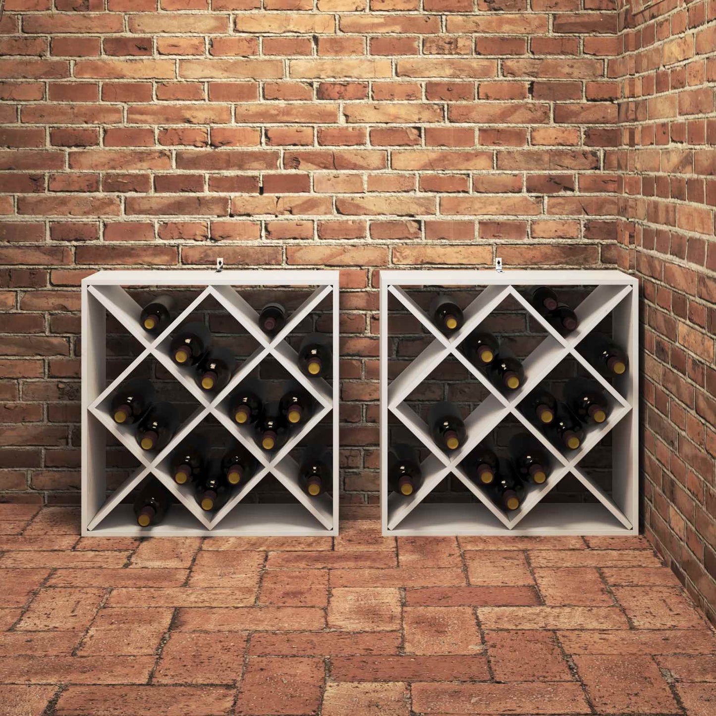 vidaXL Ράφι Κρασιού 2 τεμ. Λευκό 62 x 25 x 62 cm Στερεά ξυλεία πεύκου