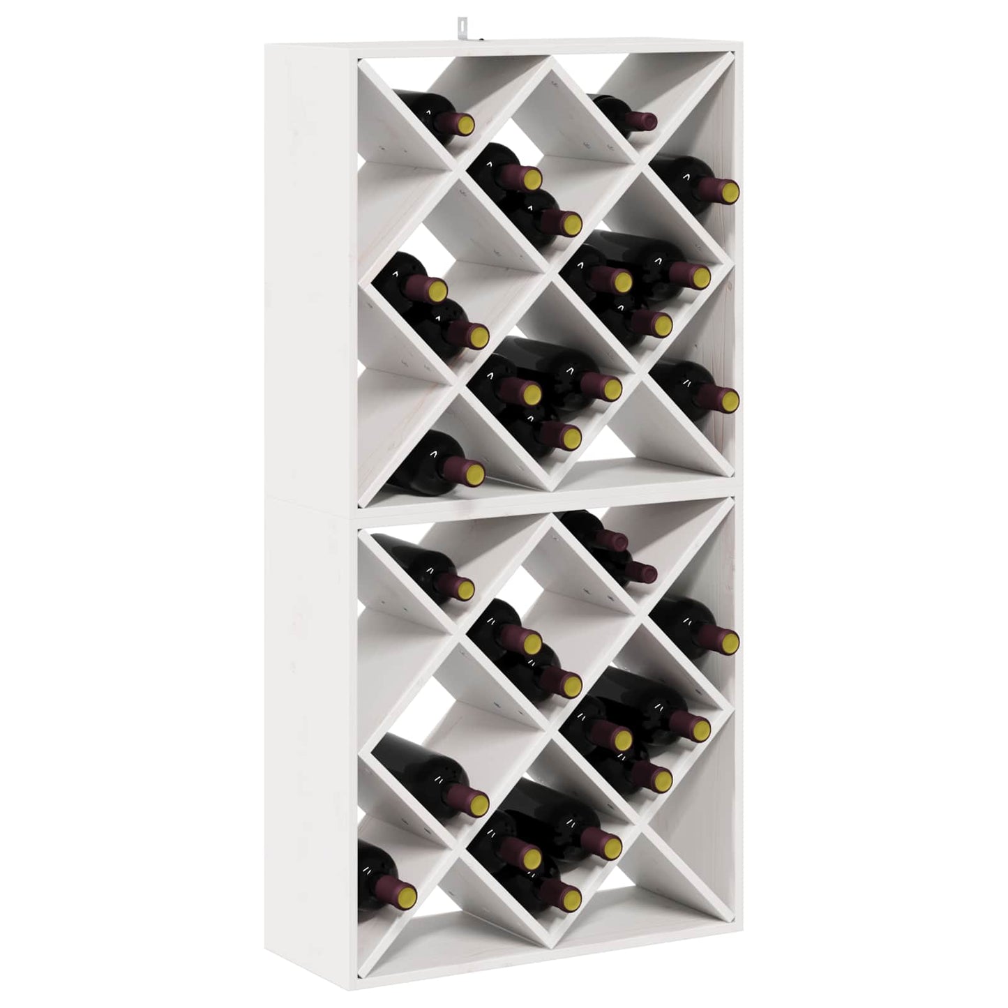 vidaXL Ράφι Κρασιού 2 τεμ. Λευκό 62 x 25 x 62 cm Στερεά ξυλεία πεύκου