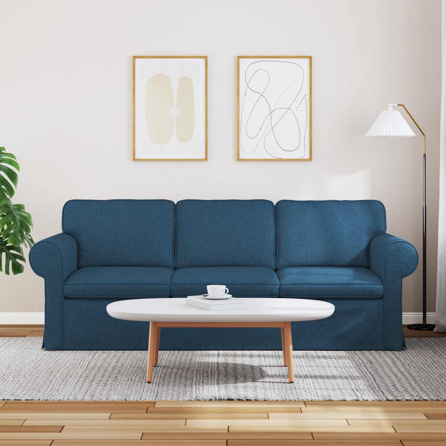 vidaXL Καναπές Μπλε 215 x 82 x 80 εκ ύφασμα
