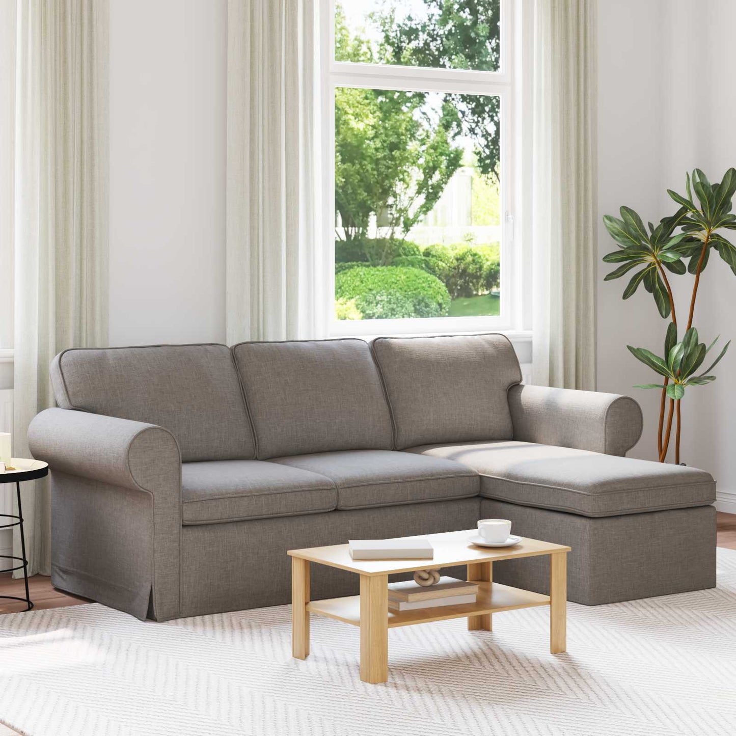 vidaXL Καναπές Taupe 215 x 138 x 80 εκ ύφασμα