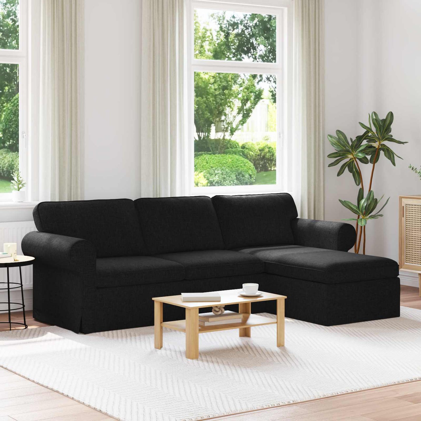 vidaXL Καναπές Μαύρο 245 x 138 x 80 εκ ύφασμα