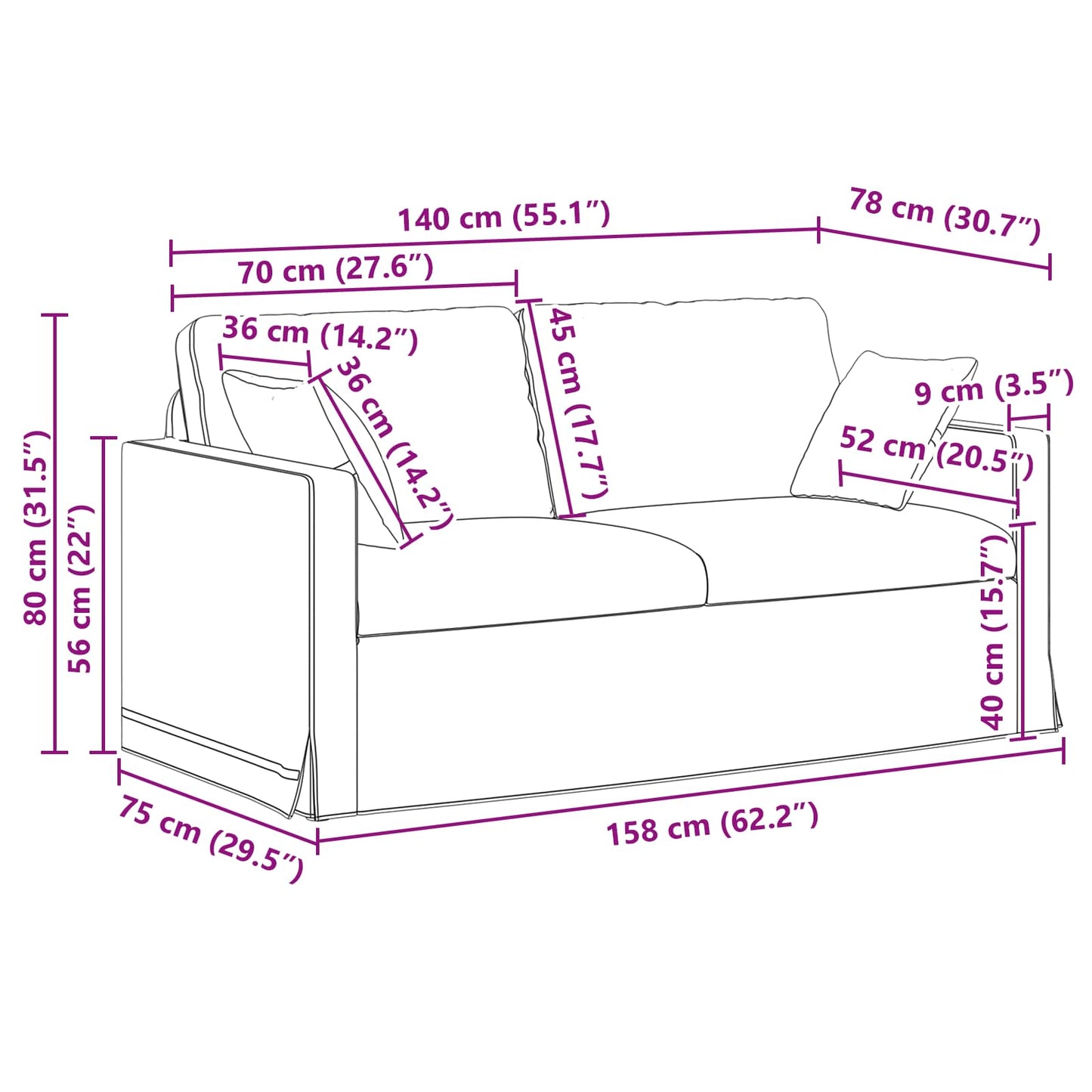 vidaXL Καναπές Κρεμ 158 x 78 x 80 εκ Βελούδο